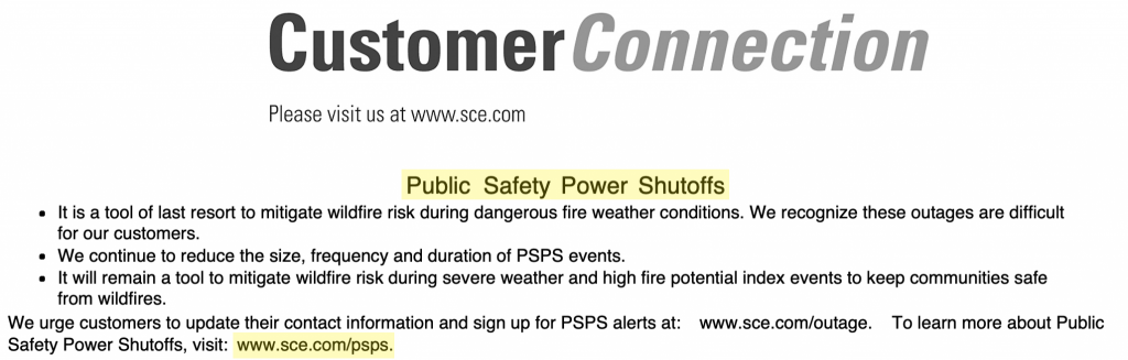 SCE Notice of Public Safety Power Shutoffs